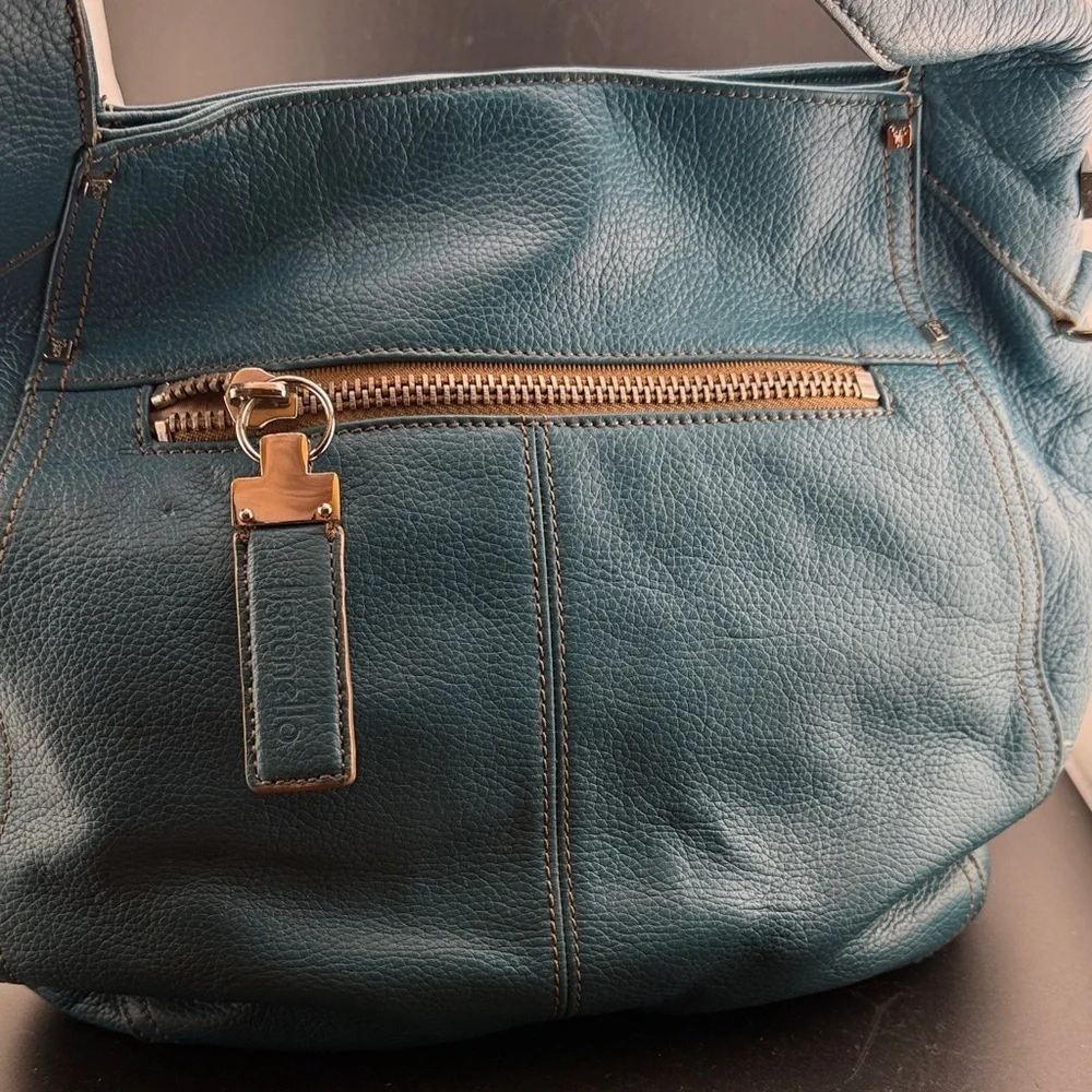 Tignanello Teal Leather Shoulder Bag